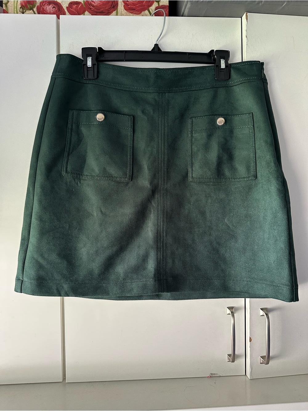 🌲 LOFT Petite Green Faux Suede A-Line Mini Skirt Size 12P NWT